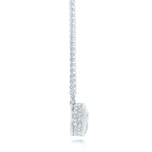 14k White Gold Custom Bezel Set Diamond Pendant - Side View -  103205 - Thumbnail