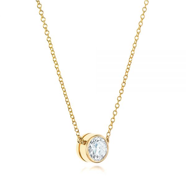 18k Yellow Gold Custom Bezel Set Diamond Pendant - Flat View -  102524 - Thumbnail