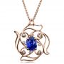 14k Rose Gold 14k Rose Gold Custom Blue Sapphire Pendant - Three-Quarter View -  1483 - Thumbnail