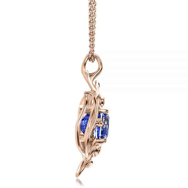 14k Rose Gold 14k Rose Gold Custom Blue Sapphire Pendant - Side View -  1483