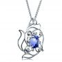 14k White Gold 14k White Gold Custom Blue Sapphire Pendant - Flat View -  1483 - Thumbnail