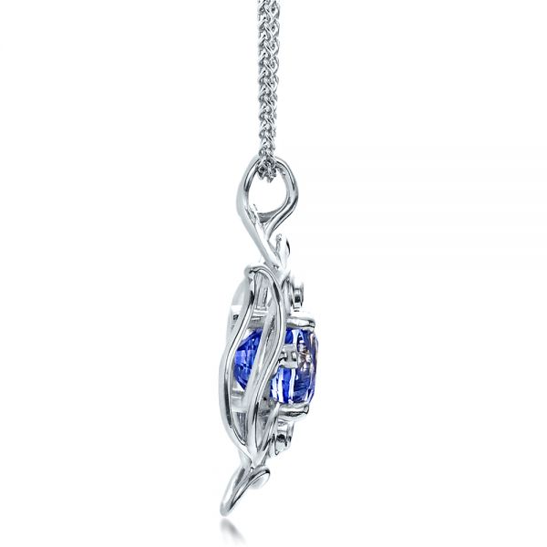  Platinum Custom Blue Sapphire Pendant - Side View -  1483