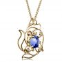 18k Yellow Gold 18k Yellow Gold Custom Blue Sapphire Pendant - Flat View -  1483 - Thumbnail