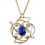 18k Yellow Gold 18k Yellow Gold Custom Blue Sapphire Pendant - Three-Quarter View -  1483 - Thumbnail