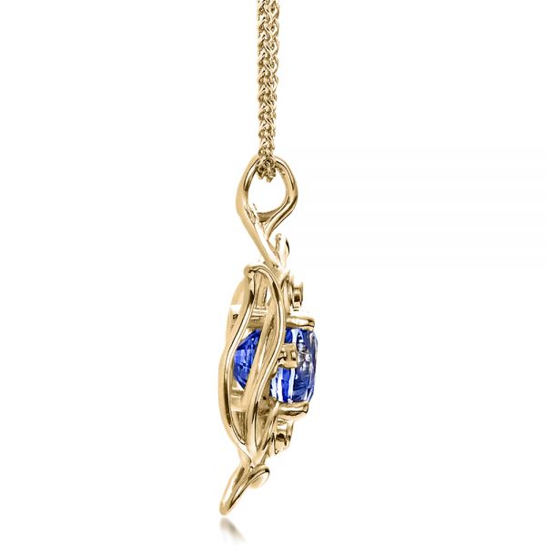 18k Yellow Gold 18k Yellow Gold Custom Blue Sapphire Pendant - Side View - 1483