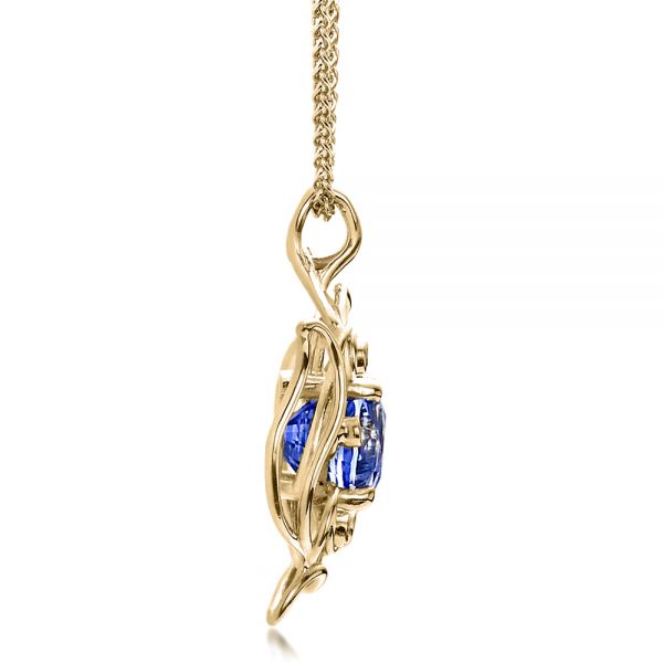 14k Yellow Gold 14k Yellow Gold Custom Blue Sapphire Pendant - Side View -  1483