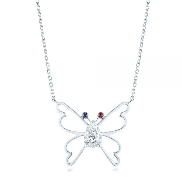 Custom Blue Sapphire, Ruby and Diamond Butterfly Pendant - reference design
