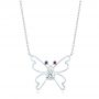  Platinum Custom Blue Sapphire Ruby And Diamond Butterfly Pendant - Three-Quarter View -  102802 - Thumbnail