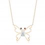 14k Yellow Gold 14k Yellow Gold Custom Blue Sapphire Ruby And Diamond Pendant - Three-Quarter View -  102802 - Thumbnail
