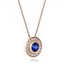 18k Rose Gold 18k Rose Gold Custom Blue Sapphire And Diamond Halo Pendant - Flat View -  100624 - Thumbnail