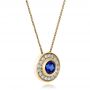 18k Yellow Gold 18k Yellow Gold Custom Blue Sapphire And Diamond Halo Pendant - Flat View -  100624 - Thumbnail