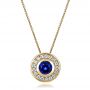 18k Yellow Gold 18k Yellow Gold Custom Blue Sapphire And Diamond Halo Pendant - Three-Quarter View -  100624 - Thumbnail