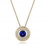 14k Yellow Gold 14k Yellow Gold Custom Blue Sapphire And Diamond Halo Pendant - Three-Quarter View -  100624 - Thumbnail