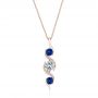 14k Rose Gold 14k Rose Gold Custom Blue Sapphire And Diamond Pendant - Three-Quarter View -  103599 - Thumbnail