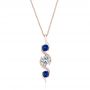 18k Rose Gold 18k Rose Gold Custom Blue Sapphire And Diamond Pendant - Three-Quarter View -  103599 - Thumbnail