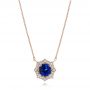 14k Rose Gold 14k Rose Gold Custom Blue Sapphire And Diamond Pendant - Three-Quarter View -  103607 - Thumbnail