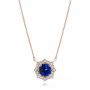 14k Rose Gold 14k Rose Gold Custom Blue Sapphire And Diamond Pendant - Three-Quarter View -  103607 - Thumbnail