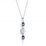  Platinum Platinum Custom Blue Sapphire And Diamond Pendant - Flat View -  103599 - Thumbnail