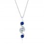  Platinum Platinum Custom Blue Sapphire And Diamond Pendant - Three-Quarter View -  103599 - Thumbnail