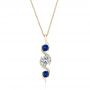 14k Yellow Gold 14k Yellow Gold Custom Blue Sapphire And Diamond Pendant - Three-Quarter View -  103599 - Thumbnail