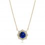 14k Yellow Gold 14k Yellow Gold Custom Blue Sapphire And Diamond Pendant - Three-Quarter View -  103607 - Thumbnail