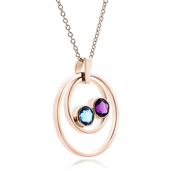 14k Rose Gold 14k Rose Gold Custom Blue Topaz And Amethyst Pendant - Flat View - 100067