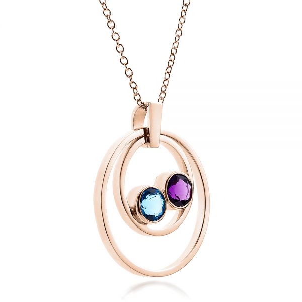 14k Rose Gold 14k Rose Gold Custom Blue Topaz And Amethyst Pendant - Flat View -  100067