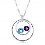  Platinum Platinum Custom Blue Topaz And Amethyst Pendant - Three-Quarter View -  100067 - Thumbnail