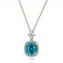 14k Rose Gold Custom Blue Zircon And Diamond Pendant