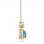 14k Yellow Gold 14k Yellow Gold Custom Blue Zircon And Diamond Pendant - Side View -  101181 - Thumbnail