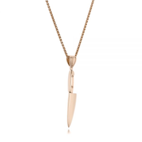 14k Rose Gold 14k Rose Gold Custom Chef's Knife Pendant - Flat View - 102216