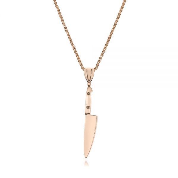 14k Rose Gold 14k Rose Gold Custom Chef's Knife Pendant - Three-Quarter View -  102216