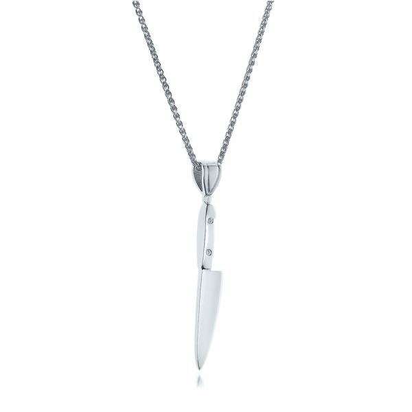 14k White Gold 14k White Gold Custom Chef's Knife Pendant - Flat View - 102216