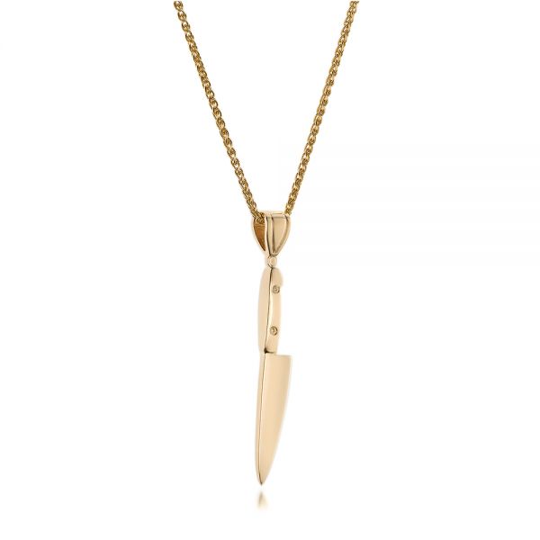 14k Yellow Gold Custom Chef's Knife Pendant - Flat View - 102216