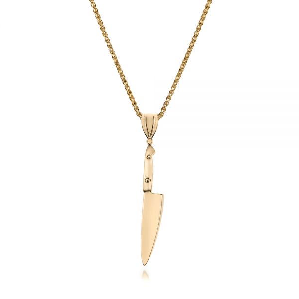 14k Yellow Gold Custom Chef's Knife Pendant - Three-Quarter View - 102216