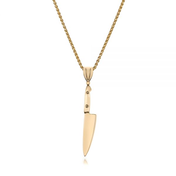 18k Yellow Gold 18k Yellow Gold Custom Chef's Knife Pendant - Three-Quarter View -  102216