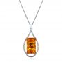 14k White Gold Custom Citrine Wire Pendant - Three-Quarter View -  102140 - Thumbnail