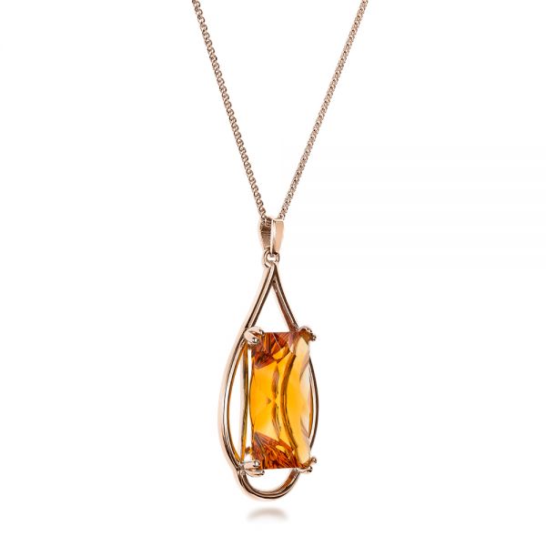 14k Rose Gold 14k Rose Gold Custom Citrine Pendant - Flat View -  102140