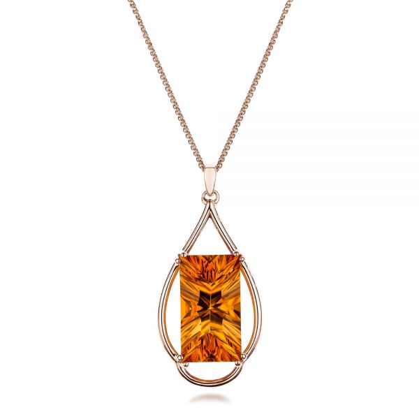 14k Rose Gold 14k Rose Gold Custom Citrine Pendant - Three-Quarter View -  102140