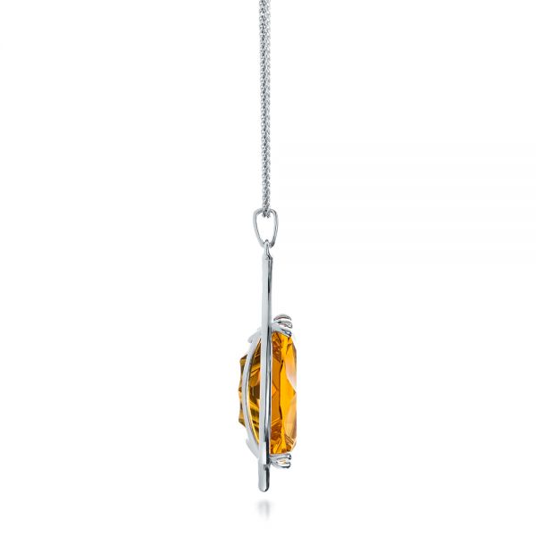 14k White Gold Custom Citrine Pendant - Side View - 102140