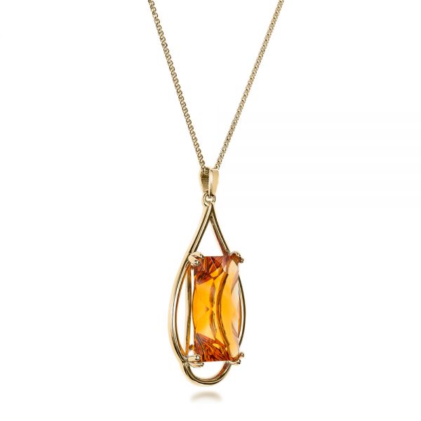 14k Yellow Gold 14k Yellow Gold Custom Citrine Pendant - Flat View -  102140