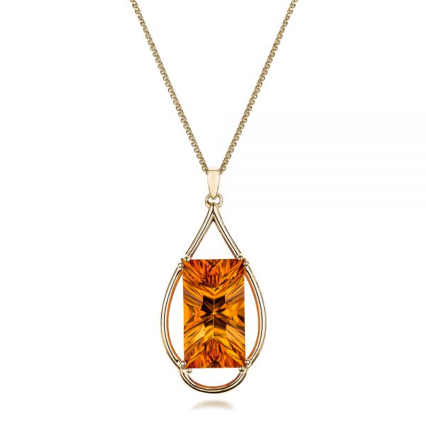 14k Yellow Gold 14k Yellow Gold Custom Citrine Pendant - Three-Quarter View -  102140