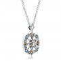 14k White Gold Custom Colored Stones Pendant - Flat View -  100066 - Thumbnail