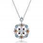 14k White Gold Custom Colored Stones Pendant - Three-Quarter View -  100066 - Thumbnail