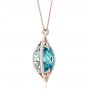 18k Rose Gold 18k Rose Gold Custom Cut Blue Topaz And Diamond Pendant - Flat View -  103622 - Thumbnail