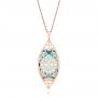 14k Rose Gold 14k Rose Gold Custom Cut Blue Topaz And Diamond Pendant - Top View -  103622 - Thumbnail