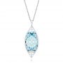 18k White Gold 18k White Gold Custom Cut Blue Topaz And Diamond Pendant - Top View -  103622 - Thumbnail