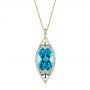 14k Yellow Gold 14k Yellow Gold Custom Cut Blue Topaz And Diamond Pendant - Three-Quarter View -  103622 - Thumbnail