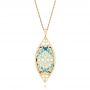 18k Yellow Gold 18k Yellow Gold Custom Cut Blue Topaz And Diamond Pendant - Top View -  103622 - Thumbnail