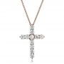 14k Rose Gold 14k Rose Gold Custom Diamond Cross Pendant - Three-Quarter View -  100868 - Thumbnail